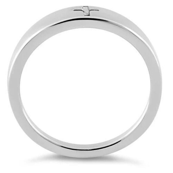 Sterling Silver Narrow Cut Out Cross Band Ring New - Picture 3 of 3